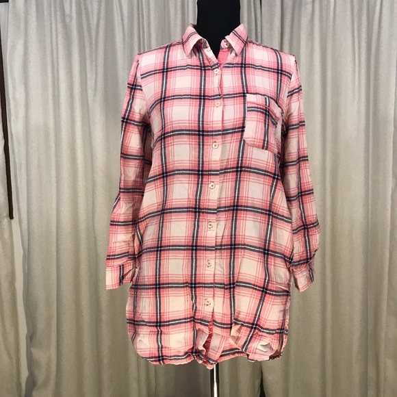 Forever 21 Plaid Flannel Mini Shirt Dress PINK S - Picture 12 of 12